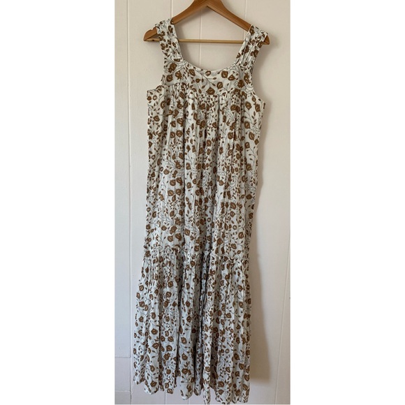 Daughters of India Lopa Maxi Dress Cream & Gold Floral Size Medium - Picture 8 of 9